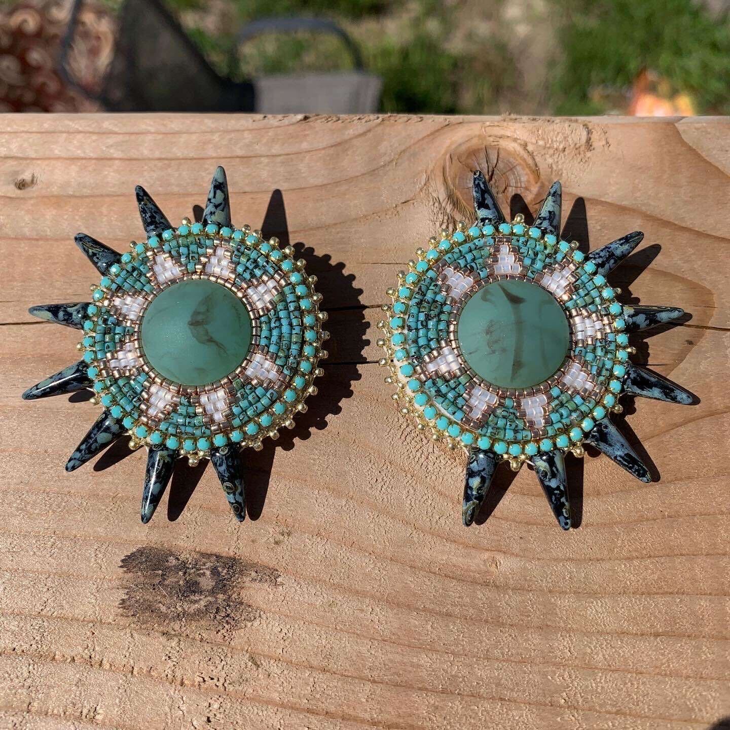Spiked Teal Earrings